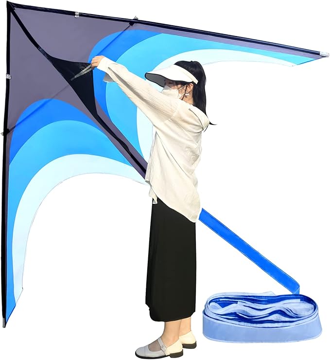 Delta Kite for Kids & Adults - Easy to Fly Large Single Line Beach Kite with 300ft String Handle