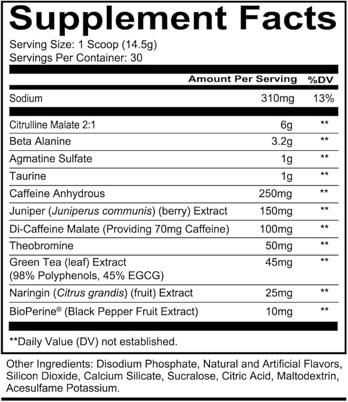 REDCON1 Total War Pre Workout - Beta Alanine + Citrulline Malate Keto Friendly Preworkout for Men &