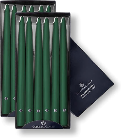 Colonial Candle Unscented Taper Candle, Handipt Collection, Evergreen, 12 in, Pack of 12 - Up to 10