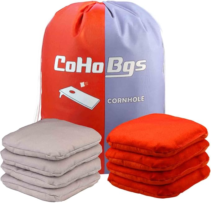 CoHoBgs Corn Hole Bags Set 8, Professional Cornhole Bags Dual-Sided Slick & Stick Resin Filled