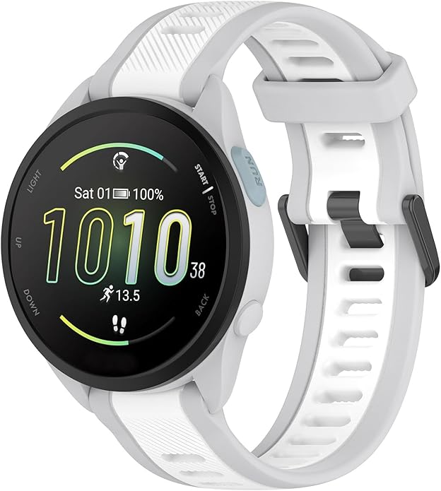 Compatible with Garmin Forerunner 165 Watch Band, 20mm Width Silicone Replacement Bands for Garmin