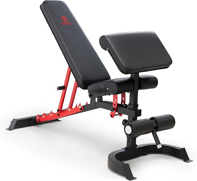 Marcy Adjustable Weight Bench for Home Gym, Heavy-Duty Workout Bench Press with 7-Position