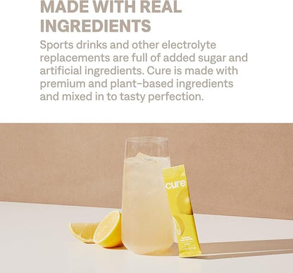 Cure Hydration | Plant-Based Electrolyte Drink Mix | No Added Sugar | FSA-HSA | Dehydration Relief