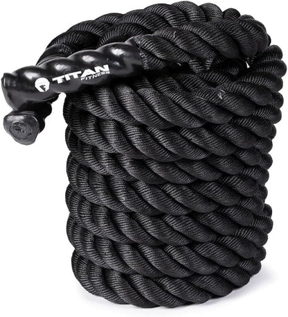 Titan Fitness Battle Rope 50ft x 2in, Poly Dacron Heavy Rope for Home Gym Conditioning Workouts