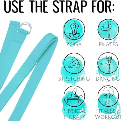 TECEUM Yoga Strap & Mat Strap – 2 IN 1 – Cotton – 6 ft 8 ft 10 ft (30+ colors) – Adjustable