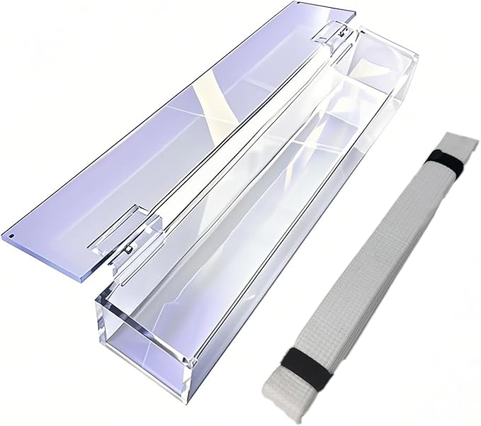 Acrylic Flip-Top Martial Arts Belt Display Case – Clear Plastic Cover with Wood Base for Karate