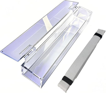 Acrylic Flip-Top Martial Arts Belt Display Case – Clear Plastic Cover with Wood Base for Karate