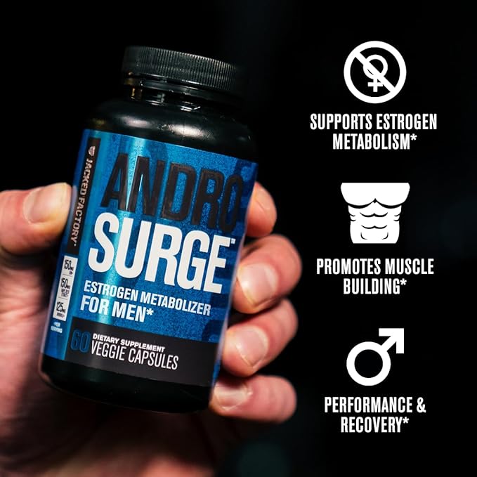 Jacked Factory Androsurge Estrogen Blocker for Men - Natural Testosterone Booster for Men &