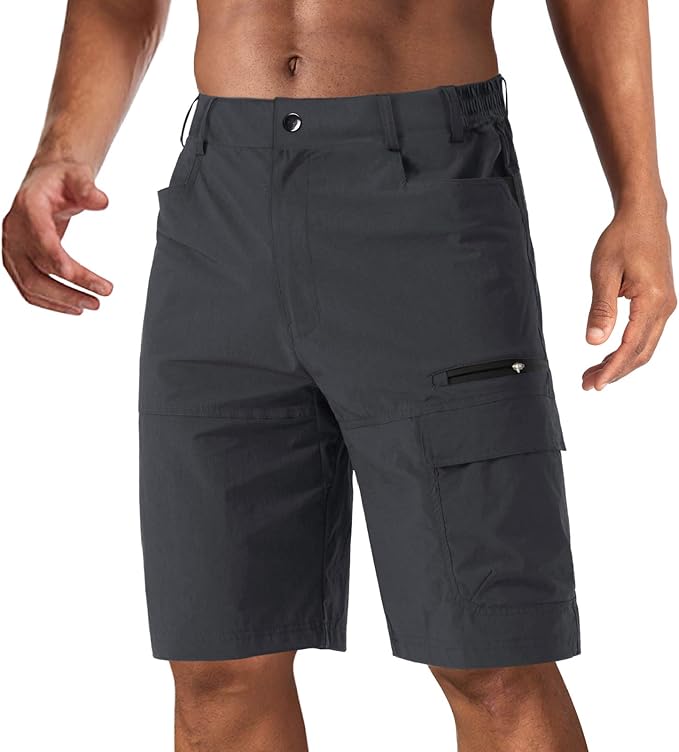 CRYSULLY Men's Hiking Cargo Shorts Outdoor Summer Lightweight Quick Dry Work Casual Shorts with 5