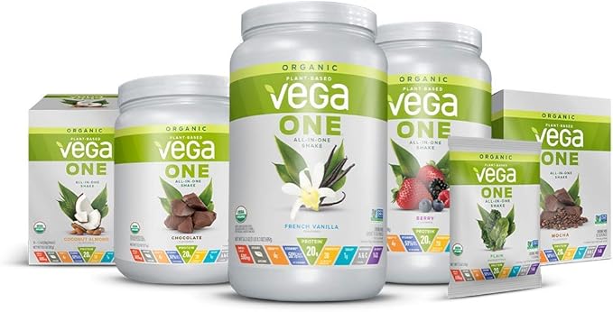 Vega All in One Nutrition Organic - 20g Plant-Based Pea Protein, Unsweetened, 20 Servings, Vitamins