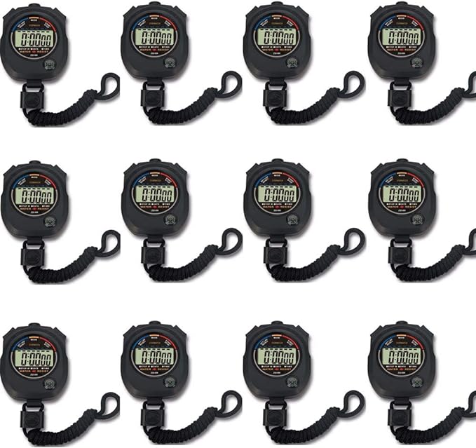 12 pack Multi-function Electronic Digital Sport Stopwatch Timer, Large Display with Date Time and
