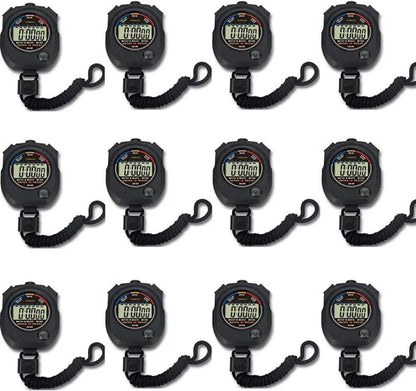 12 pack Multi-function Electronic Digital Sport Stopwatch Timer, Large Display with Date Time and