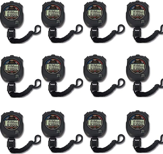 12 pack Multi-function Electronic Digital Sport Stopwatch Timer, Large Display with Date Time and