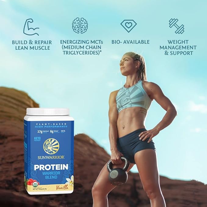 Organic Plant Based Protein Powder | Vegan Organic Protein Powder Vanilla Flavored with BCAA Amino