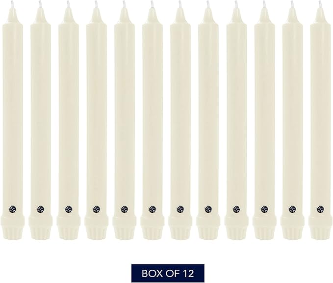 Colonial Candle Unscented Taper Candle, Classic Collection, Ivory, 10 In, Pack of 12 - Up to 8