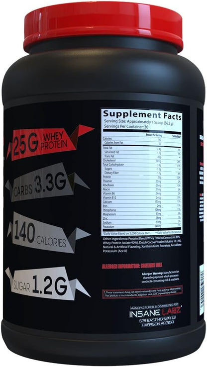 Insane Labz Insane Whey,100% Muscle Building Whey Protein, BCAA Amino Profile, Mass Gainer, Meal