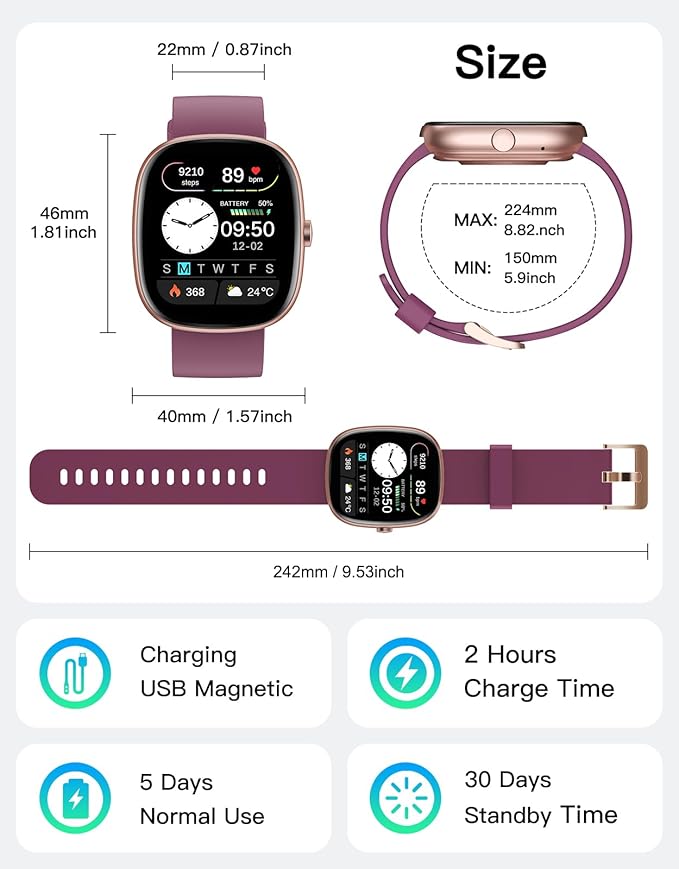 Fitness Tracker 2025 Ver. (Answer/Make Calls), 1.85" Smart Watch Fitness Watches for Women Men with
