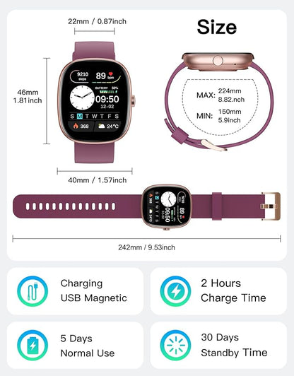 Fitness Tracker 2025 Ver. (Answer/Make Calls), 1.85" Smart Watch Fitness Watches for Women Men with