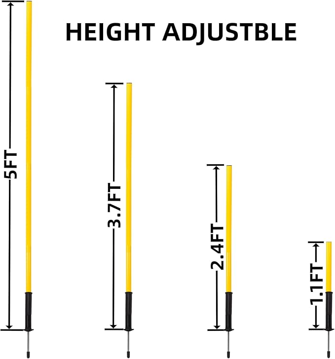 4 Pcs 5FT Agility Training Poles for Soccer,Basketball,Football,Dog,Horse Training-Adjustable Speed