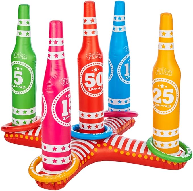 Flybar FunPark Ring Toss Game for Kids and Family, 3 Feet Tall, Includes 5 Colorful Rings