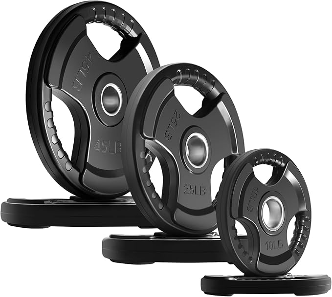 RitFit Olympic Rubber Grip Plates for Barbell, 2-Inch Weight Plates for Weightlifting and Strength