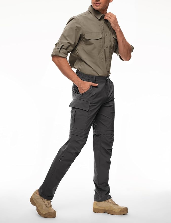 Wespornow Men's-Convertible-Hiking-Pants Quick Dry Lightweight Zip Off Breathable Cargo Pants for