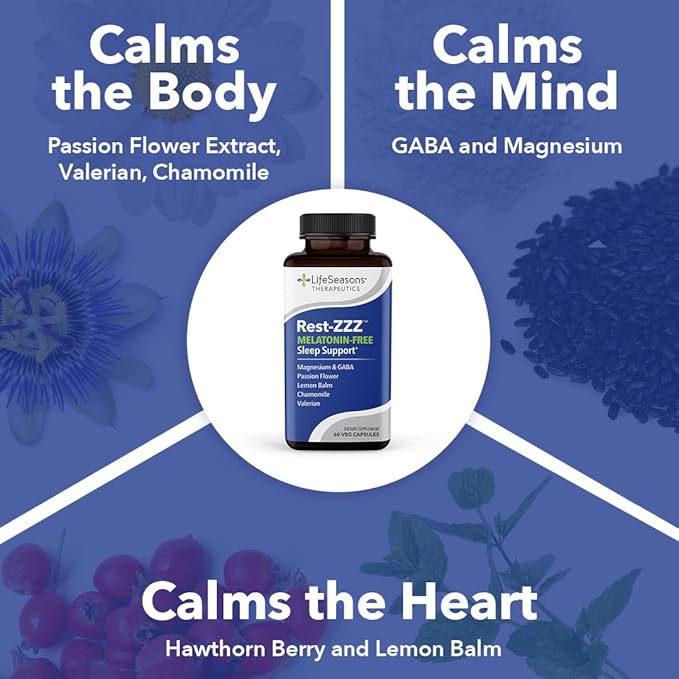 LifeSeasons Rest-ZZZ Melatonin Free - Sleep Support Supplement - Calms Nervous System - Eases