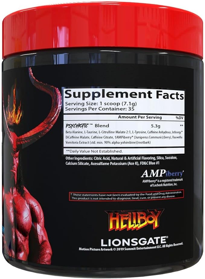 Insane Labz Hellboy Edition, High Stimulant Pre Workout Powder and NO Booster with Beta Alanine, L
