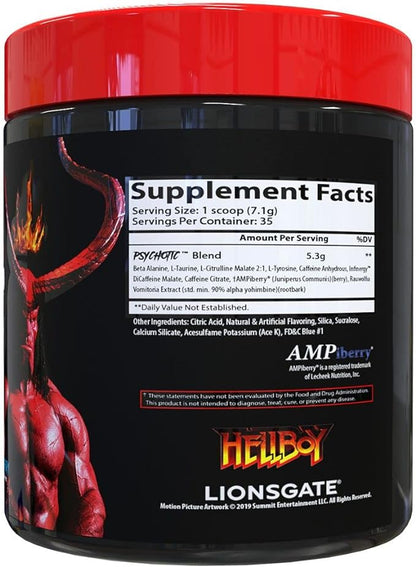 Insane Labz Hellboy Edition, High Stimulant Pre Workout Powder and NO Booster with Beta Alanine, L