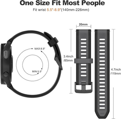 Compatible with Garmin Forerunner 165 Watch Band, 20mm Width Silicone Replacement Bands for Garmin