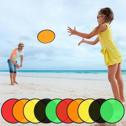 10 PCS Foldable Flying Disc Fans Set with Bag Folding Pocket Beach Flying Disc for Party Favors