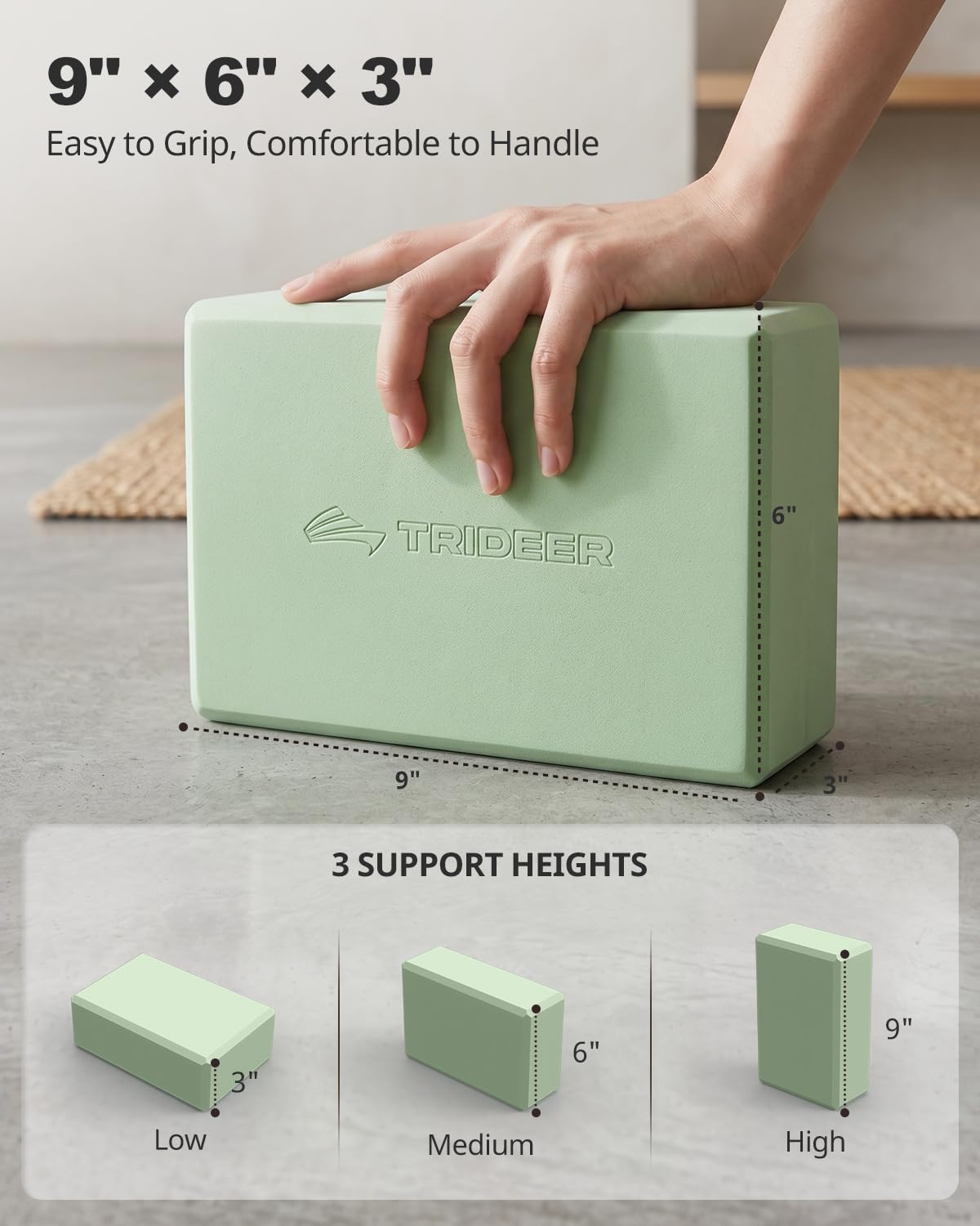 Trideer Yoga Block, Soft Non-Slip Surface Premium Foam Blocks, Supportive, Lightweight, Odorless