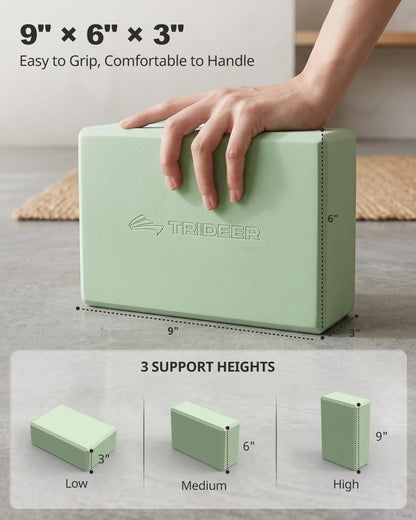 Trideer Yoga Block, Soft Non-Slip Surface Premium Foam Blocks, Supportive, Lightweight, Odorless