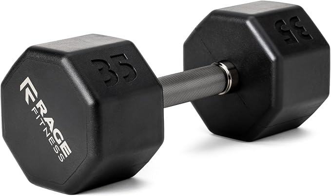 Rubber Coated Dumbbells - No Roll Design Easy-Grip Steel Knurled Handle, Weights Dumbbells Set for