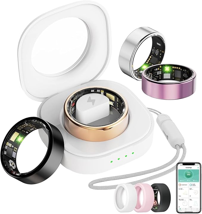 Smart Ring for Women Men, Health Tracker with Heart Rate/Blood Oxygen/Blood Pressure/Sleep