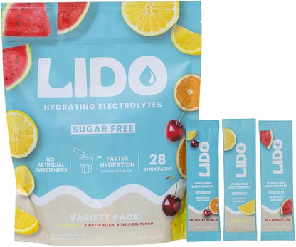LIDO Variety Pack Electrolyte Powder Packets — Clean, Zero-Sugar Hydration Drink Mix with Balanced