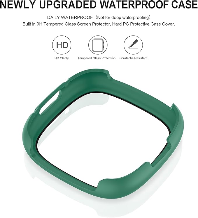 Vancle Case for Fitbit Versa 4 / Fitbit Sense 2, 4-Pack Screen Protector Tempered Glass Full Around