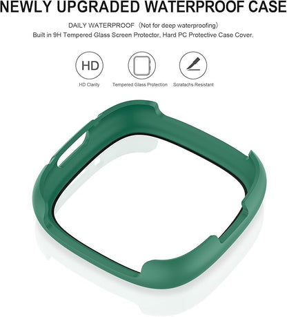 Vancle Case for Fitbit Versa 4 / Fitbit Sense 2, 4-Pack Screen Protector Tempered Glass Full Around