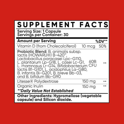 Probiotic Fit for Men & Women, Bifidobacterium Lactis B-420, Digestive & Gut Health, 60 Billion