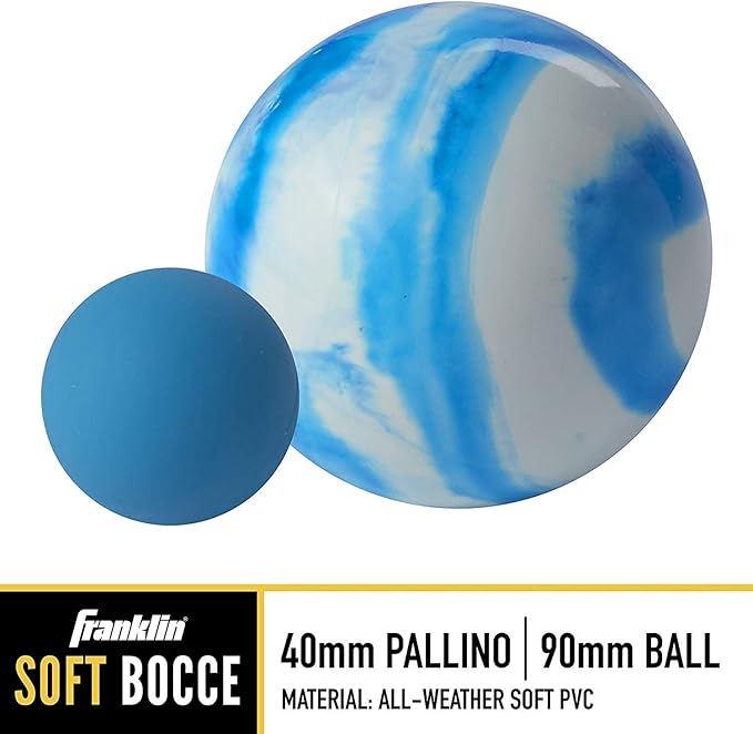 Franklin Sports Bocce Ball Set — 8 All Weather Bocce Balls and 1 Pallino — Beach, Backyard Lawn or