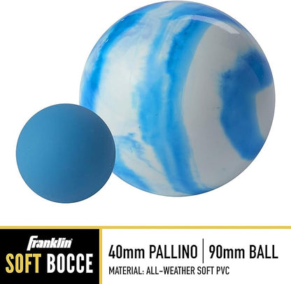 Franklin Sports Bocce Ball Set — 8 All Weather Bocce Balls and 1 Pallino — Beach, Backyard Lawn or