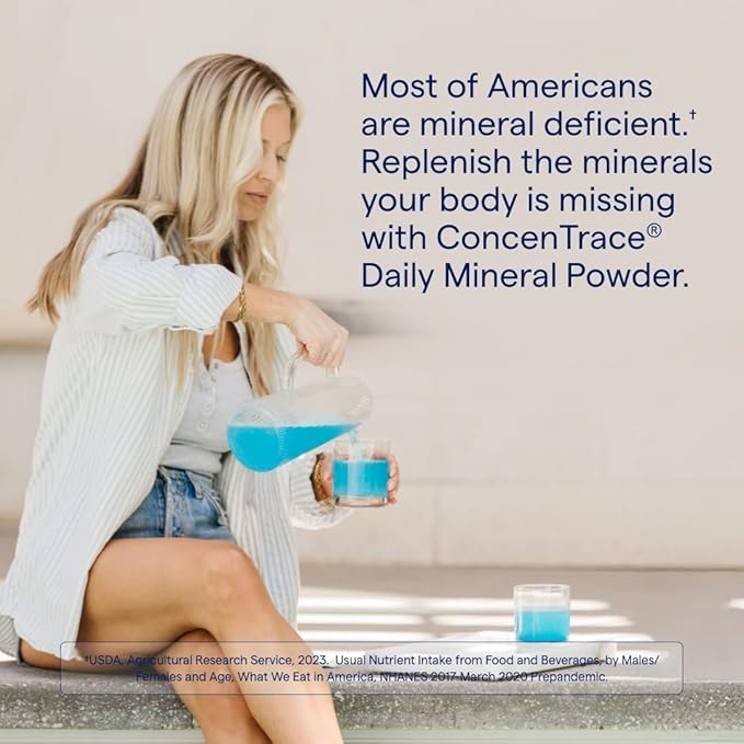Trace Minerals ConcenTrace Daily Mineral Powder - Supports Energy, Digestion, Bone Health - 70+