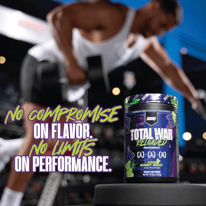 REDCON1 Total War Reloaded Pre Workout, Sour Gummy Bear - Creatine, Beta Alanine + L-Citrulline