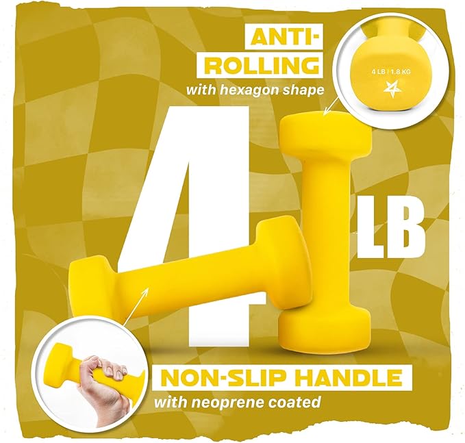 Yes4All Neoprene Coated Dumbbell Hand Weight Sets of 2 - Multiple Weight Options with 15 Colors