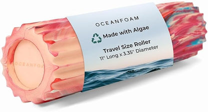 Oceanfoam Ripple Travel Foam Roller (11" x 3.35") Firm Mini Foam Roller for Physical Therapy, Deep