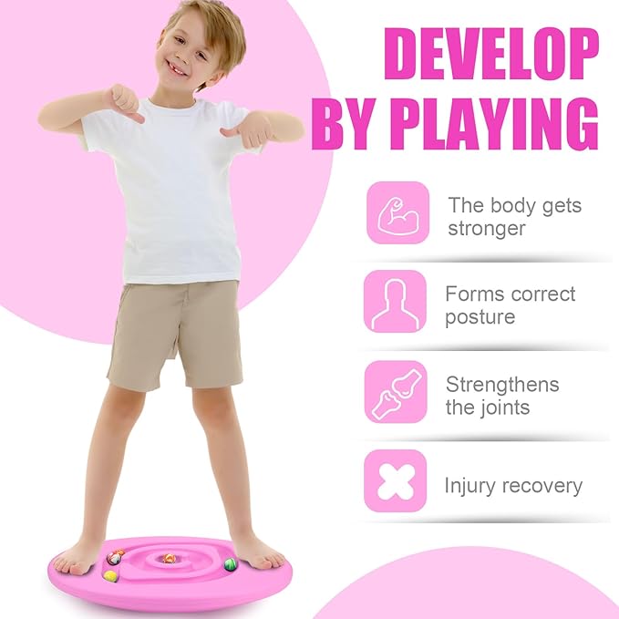 Maze Balance Board for Kids Plastic Wobble Rocker Balance Board with Mini Balls Load 170lb for