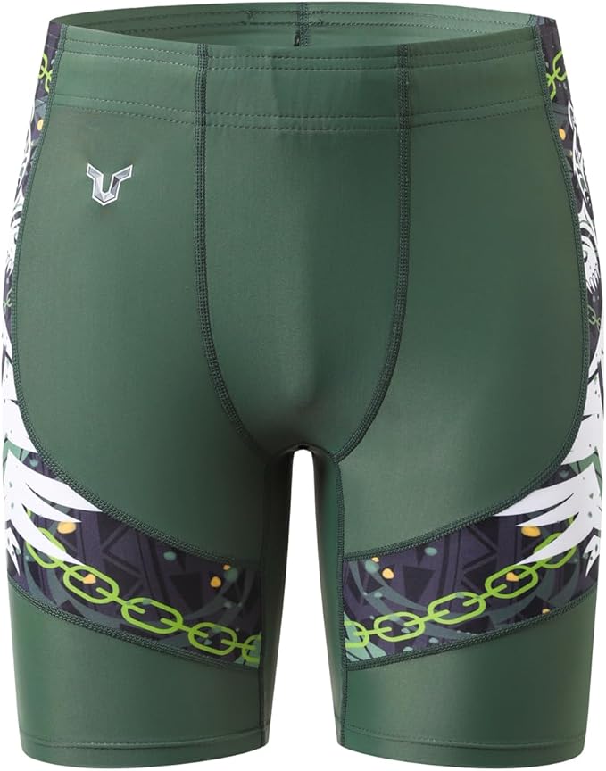 HUGE SPORTS Men's Rash Guard Swim Shorts Compression Swimming Jammer Cool Dry Active Swimsuit