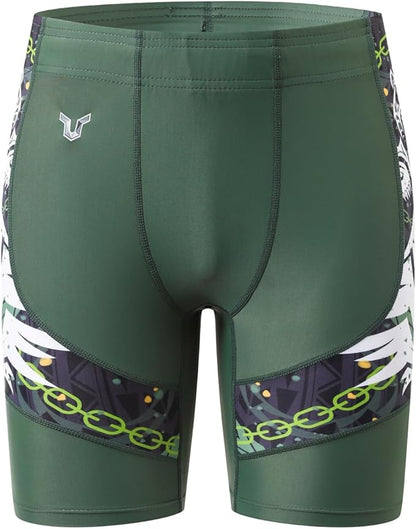 HUGE SPORTS Men's Rash Guard Swim Shorts Compression Swimming Jammer Cool Dry Active Swimsuit