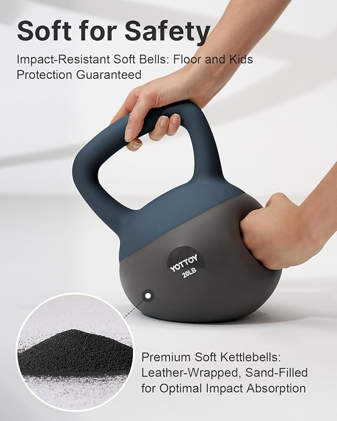 YOTTOY Soft Kettlebell, Set for Strength Training Kettlebells & Home Workouts, Soft-Sided Cushioned