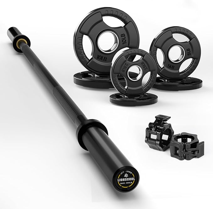 LIONSCOOL Premium 4ft/4.9ft/6ft Barbell for Strength Training and Olympic Weightlifting, 2 Inch Bar